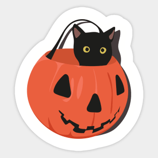 Black cat in pumpkin Sticker